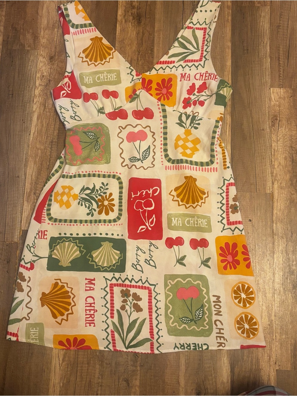 Ma Chérie Graphic Patchwork V-Neck Dress